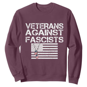Veterans Against Fascists Sweatshirt Patriotic Soldier Vintage American Flag Dog Tag TS11 Maroon Print Your Wear