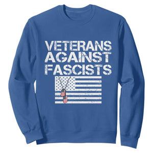 Veterans Against Fascists Sweatshirt Patriotic Soldier Vintage American Flag Dog Tag TS11 Royal Blue Print Your Wear