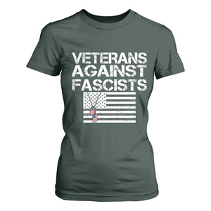 Veterans Against Fascists T Shirt For Women Patriotic Soldier Vintage American Flag Dog Tag TS11 Dark Forest Green Print Your Wear