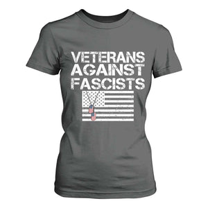 Veterans Against Fascists T Shirt For Women Patriotic Soldier Vintage American Flag Dog Tag TS11 Dark Heather Print Your Wear