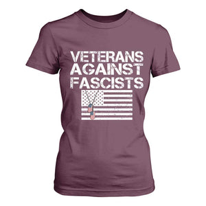 Veterans Against Fascists T Shirt For Women Patriotic Soldier Vintage American Flag Dog Tag TS11 Maroon Print Your Wear