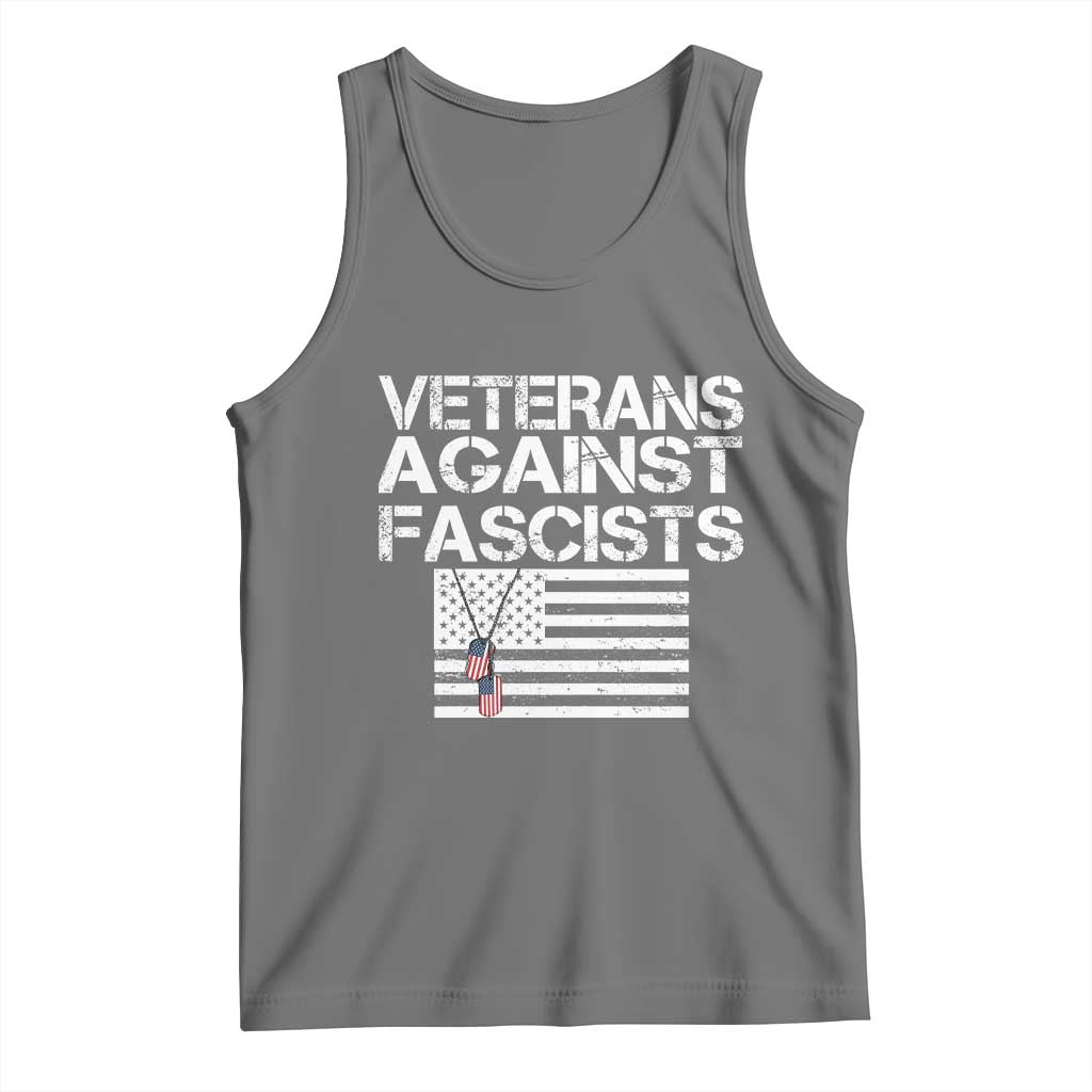 Veterans Against Fascists Tank Top Patriotic Soldier Vintage American Flag Dog Tag TS11 Black Heather Print Your Wear