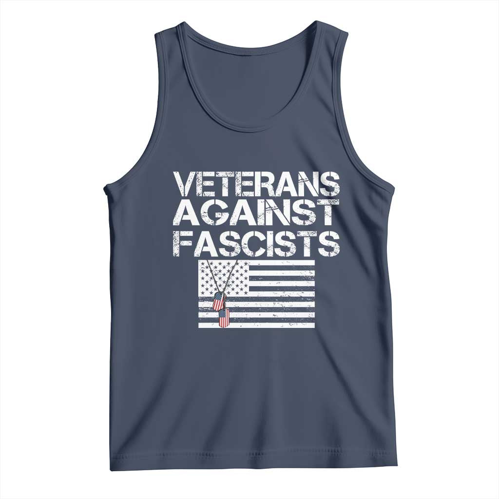 Veterans Against Fascists Tank Top Patriotic Soldier Vintage American Flag Dog Tag TS11 Navy Print Your Wear