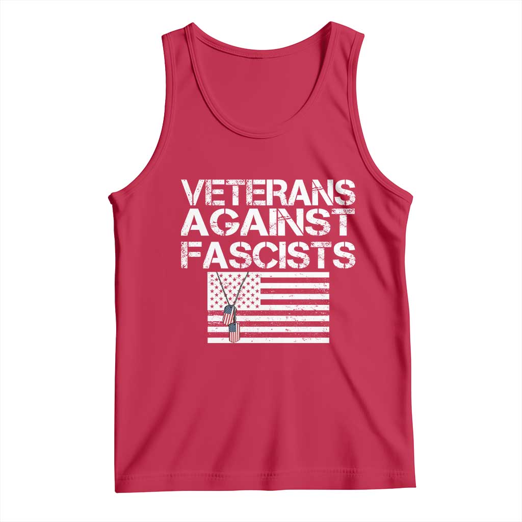 Veterans Against Fascists Tank Top Patriotic Soldier Vintage American Flag Dog Tag TS11 Red Print Your Wear