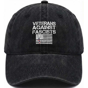 Veterans Against Fascists Washed Cotton Baseball Cap Patriotic Soldier Vintage American Flag Dog Tag TS11 Washed Cap Universal Fit Black Print Your Wear
