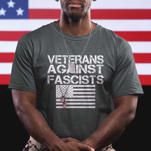Veterans Against Fascists T Shirt Patriotic Soldier Vintage American Flag Dog Tag TS11 Dark Heather Print Your Wear