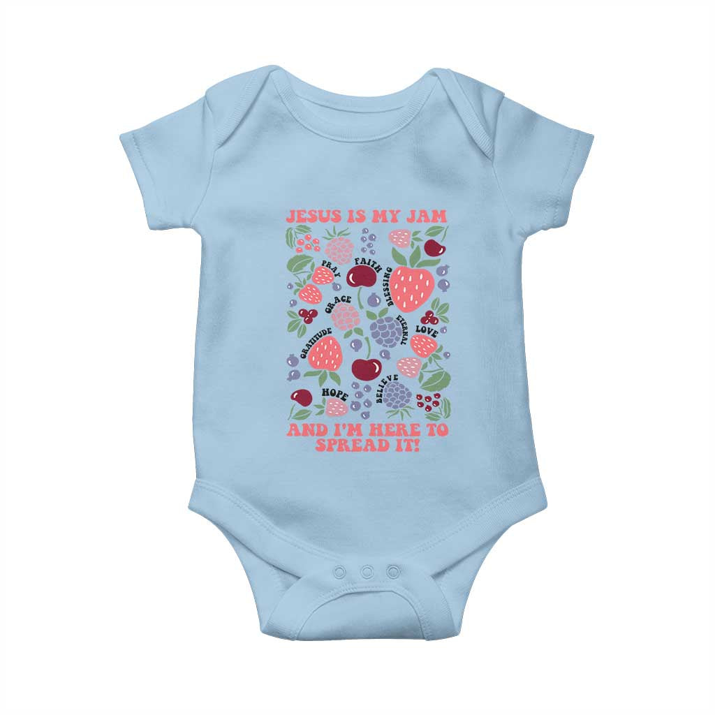 Jesus Is My Jam And I Am Here To Spread It Baby Onesie Christian Faith TS11 Light Blue Print Your Wear