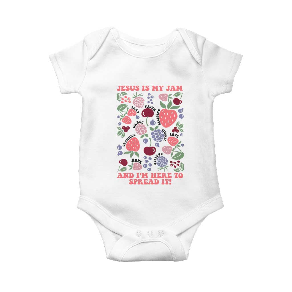 Jesus Is My Jam And I Am Here To Spread It Baby Onesie Christian Faith TS11 White Print Your Wear