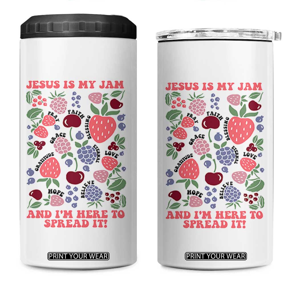 Jesus Is My Jam And I Am Here To Spread It 4 in 1 Can Cooler Tumbler Christian Faith TS11 One Size: 16 oz White Print Your Wear