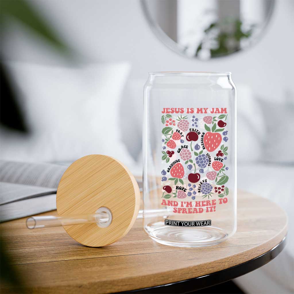 Jesus Is My Jam And I Am Here To Spread It Glass Can Christian Faith TS11 Print Your Wear