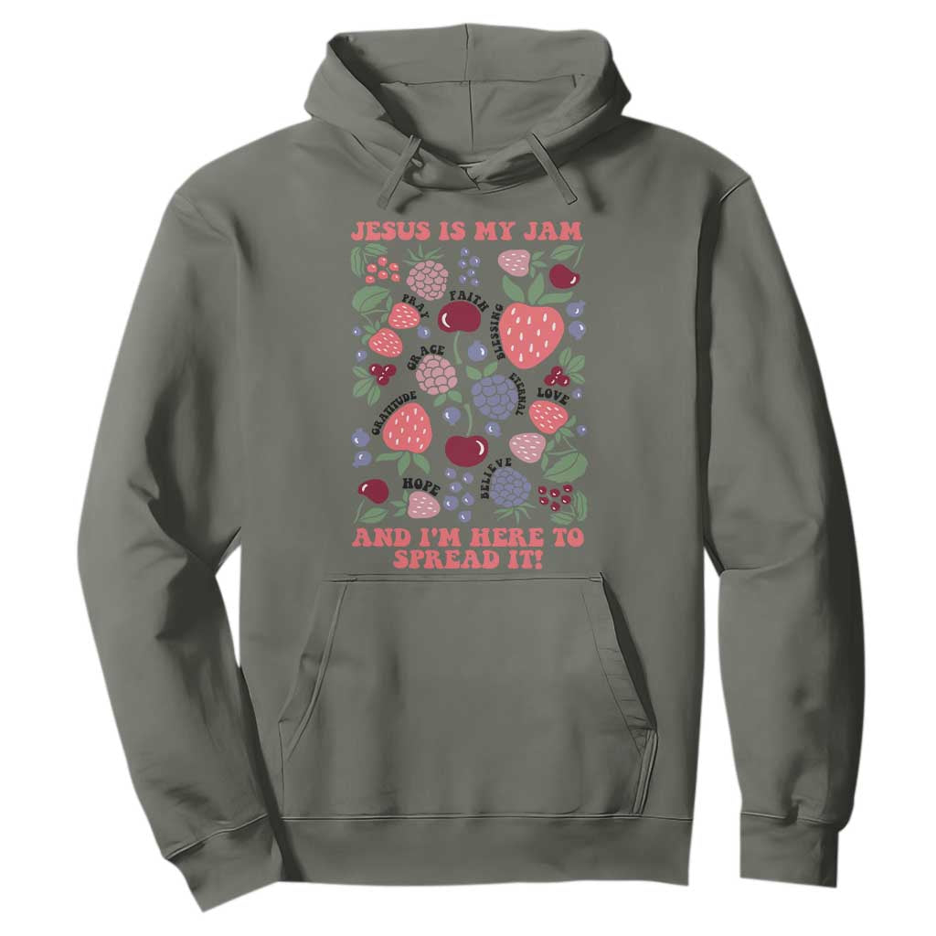 Jesus Is My Jam And I Am Here To Spread It Hoodie Christian Faith TS11 Military Green Print Your Wear