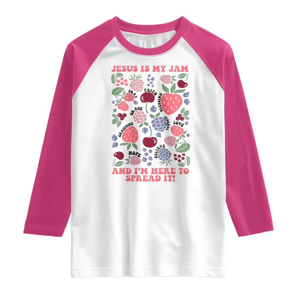 Jesus Is My Jam And I Am Here To Spread It Raglan Shirt Christian Faith TS11 White Heliconia Print Your Wear