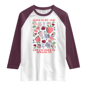 Jesus Is My Jam And I Am Here To Spread It Raglan Shirt Christian Faith TS11 White Maroon Print Your Wear