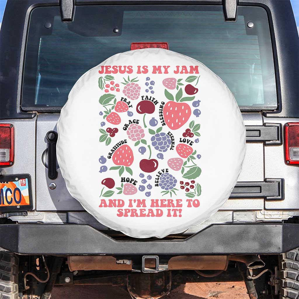 Jesus Is My Jam And I Am Here To Spread It Spare Tire Cover Christian Faith TS11 No hole White Print Your Wear
