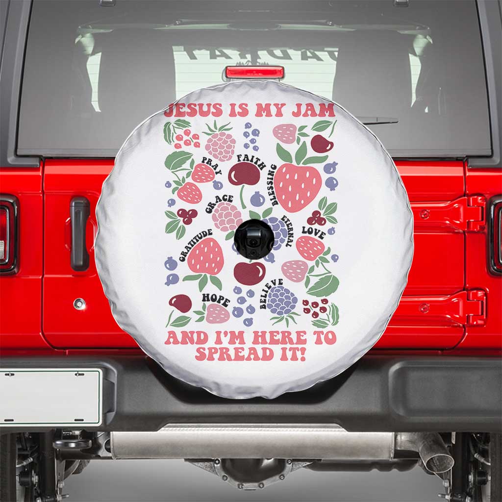Jesus Is My Jam And I Am Here To Spread It Spare Tire Cover Christian Faith TS11 White Print Your Wear