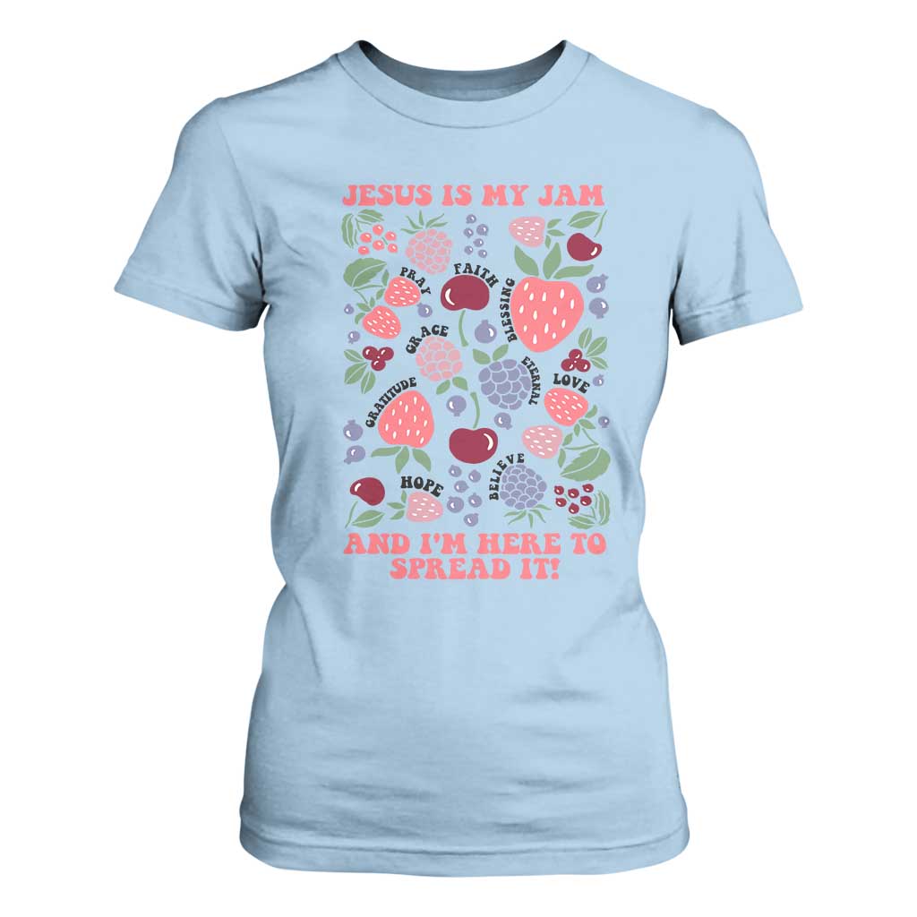 Jesus Is My Jam And I Am Here To Spread It T Shirt For Women Christian Faith TS11 Light Blue Print Your Wear
