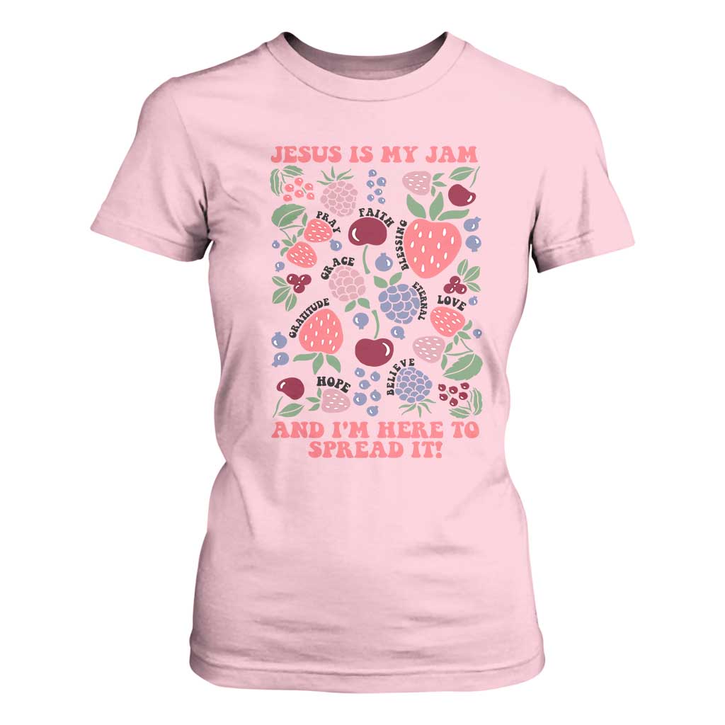 Jesus Is My Jam And I Am Here To Spread It T Shirt For Women Christian Faith TS11 Light Pink Print Your Wear