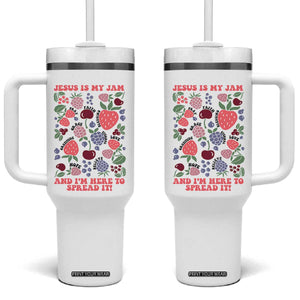 Jesus Is My Jam And I Am Here To Spread It Tumbler With Handle Christian Faith TS11 One Size: 40 oz White Print Your Wear