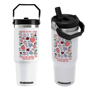 Jesus Is My Jam And I Am Here To Spread It Flip Straw Tumbler Christian Faith TS11 One Size: 30 oz White Print Your Wear