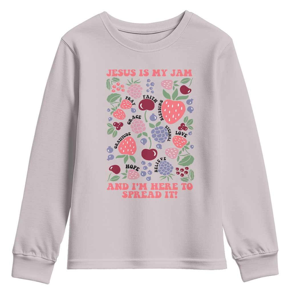 Jesus Is My Jam And I Am Here To Spread It Youth Sweatshirt Christian Faith TS11 Ice Gray Print Your Wear