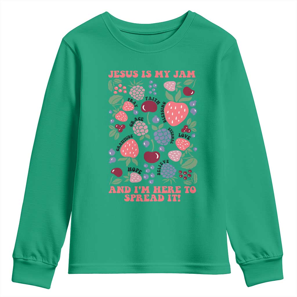 Jesus Is My Jam And I Am Here To Spread It Youth Sweatshirt Christian Faith TS11 Irish Green Print Your Wear