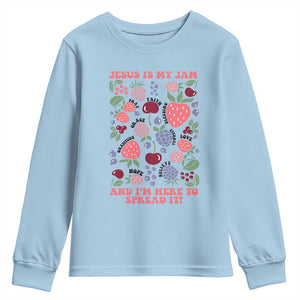 Jesus Is My Jam And I Am Here To Spread It Youth Sweatshirt Christian Faith TS11 Light Blue Print Your Wear