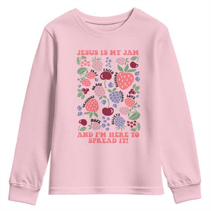 Jesus Is My Jam And I Am Here To Spread It Youth Sweatshirt Christian Faith TS11 Light Pink Print Your Wear