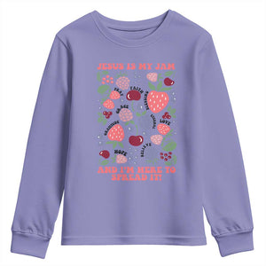 Jesus Is My Jam And I Am Here To Spread It Youth Sweatshirt Christian Faith TS11 Violet Print Your Wear