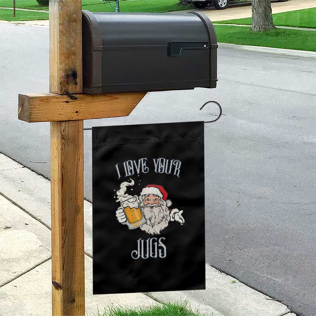 Funny Christmas Beers Couple Garden Flag I Love Your Jugs Santa Beers Drinker TS11 Print Your Wear
