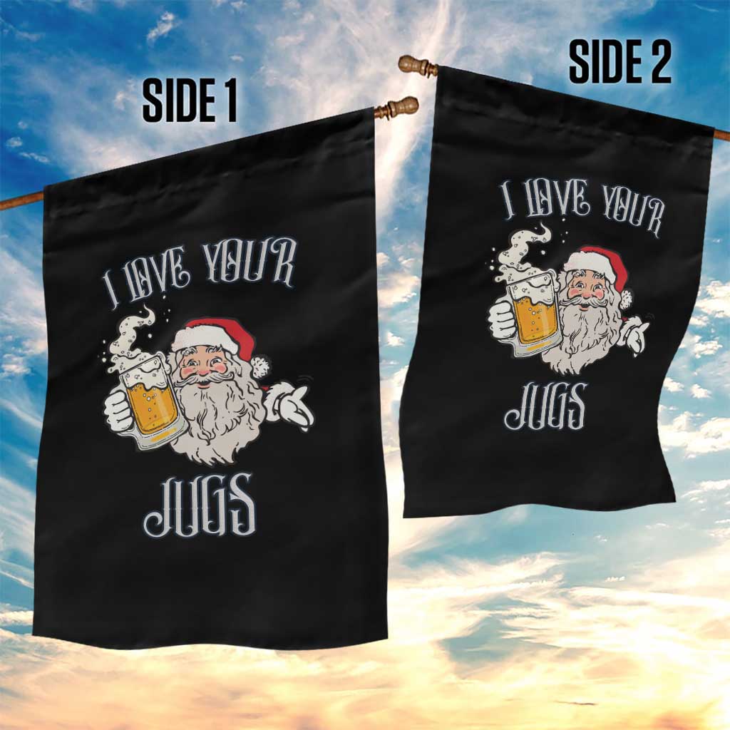 Funny Christmas Beers Couple Garden Flag I Love Your Jugs Santa Beers Drinker TS11 Print Your Wear