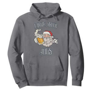 Funny Christmas Beers Couple Hoodie I Love Your Jugs Santa Beers Drinker TS11 Charcoal Print Your Wear