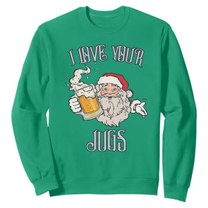 Funny Christmas Beers Couple Sweatshirt I Love Your Jugs Santa Beers Drinker TS11 Irish Green Print Your Wear