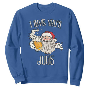 Funny Christmas Beers Couple Sweatshirt I Love Your Jugs Santa Beers Drinker TS11 Royal Blue Print Your Wear