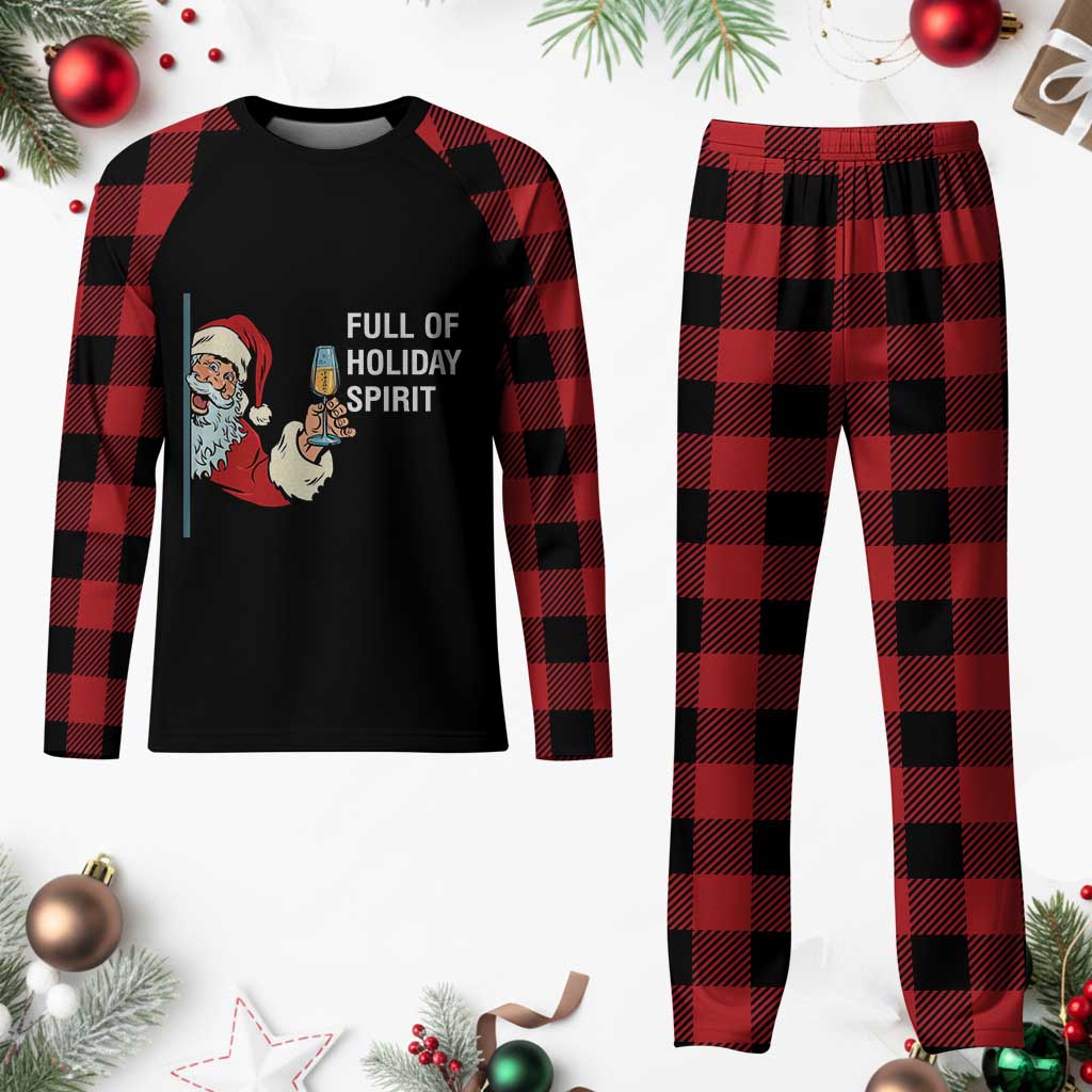 Funny Xmas Wine Plaid Pajama Set Full Of Holiday Spirit Santa TS11 Buffalo Plaid Print Your Wear