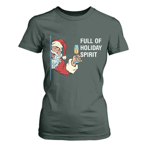 Funny Christmas Wine T Shirt For Women Full Of Holiday Spirit Santa TS11 Dark Forest Green Print Your Wear