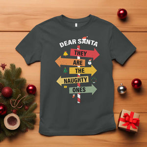 Dear Santa They Are The Naughty Ones Christmas T Shirt TS11 Dark Heather Print Your Wear