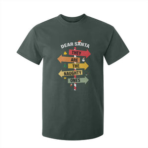Dear Santa They Are The Naughty Ones Christmas T Shirt For Kid TS11 Dark Forest Green Print Your Wear