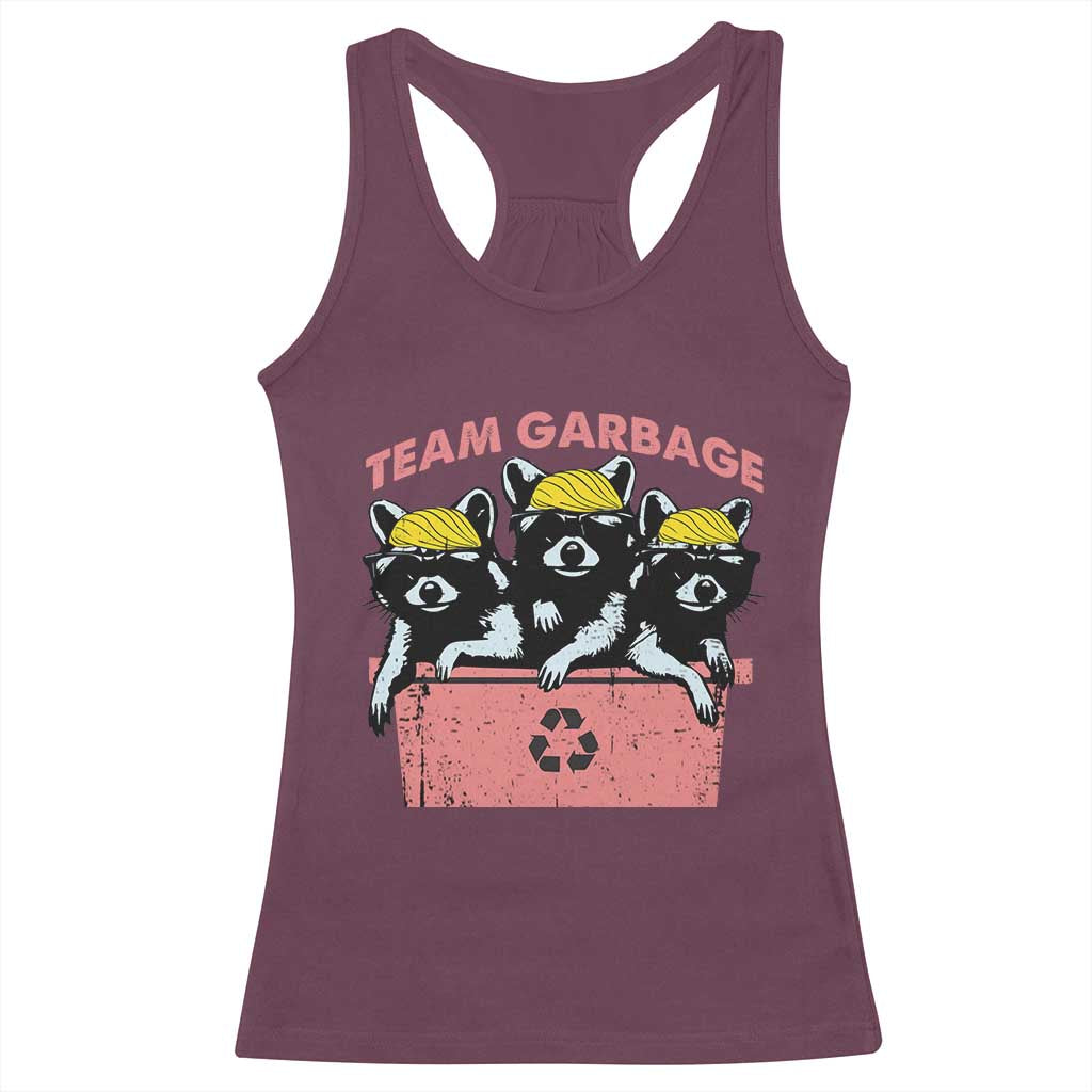 Funny Trump Supporter Racerback Tank Top Team Garbage Racoon Blonde Hair TS11 Maroon Print Your Wear