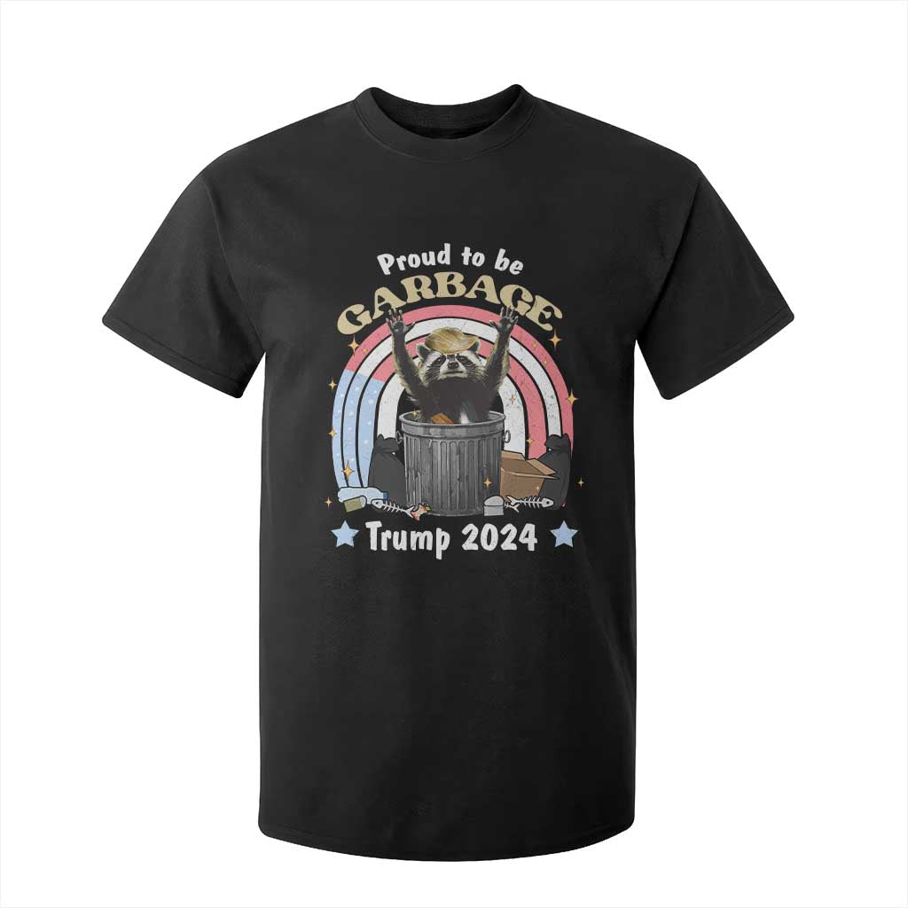 Funny Trump Garbage Racoon T Shirt For Kid Proud To Be Garbage Trump 2024 American Flag TS11 Black Print Your Wear