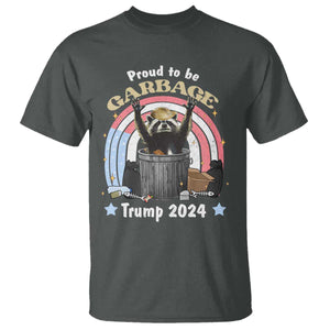 Funny Trump Garbage Racoon T Shirt Proud To Be Garbage Trump 2024 American Flag TS11 Dark Heather Print Your Wear