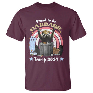 Funny Trump Garbage Racoon T Shirt Proud To Be Garbage Trump 2024 American Flag TS11 Maroon Print Your Wear