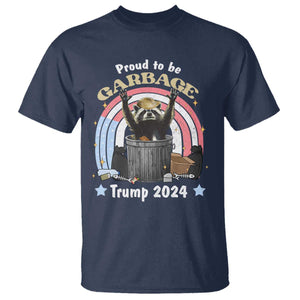 Funny Trump Garbage Racoon T Shirt Proud To Be Garbage Trump 2024 American Flag TS11 Navy Print Your Wear