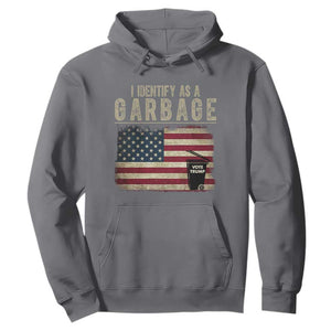 Funny Trump Garbage 2024 Hoodie I Identify As A Garbage Vote Trump American Flag TS11 Charcoal Print Your Wear