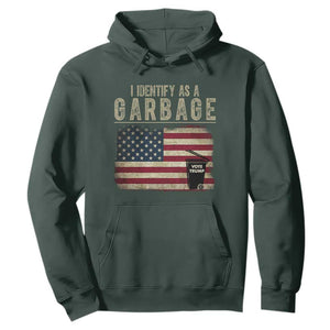 Funny Trump Garbage 2024 Hoodie I Identify As A Garbage Vote Trump American Flag TS11 Dark Forest Green Print Your Wear