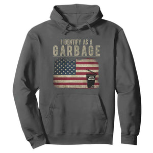 Funny Trump Garbage 2024 Hoodie I Identify As A Garbage Vote Trump American Flag TS11 Dark Heather Print Your Wear