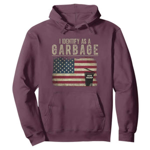 Funny Trump Garbage 2024 Hoodie I Identify As A Garbage Vote Trump American Flag TS11 Maroon Print Your Wear