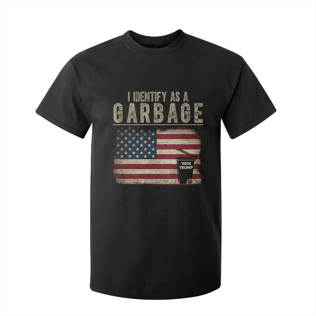 Funny Trump Garbage 2024 T Shirt For Kid I Identify As A Garbage Vote Trump American Flag TS11 Black Print Your Wear