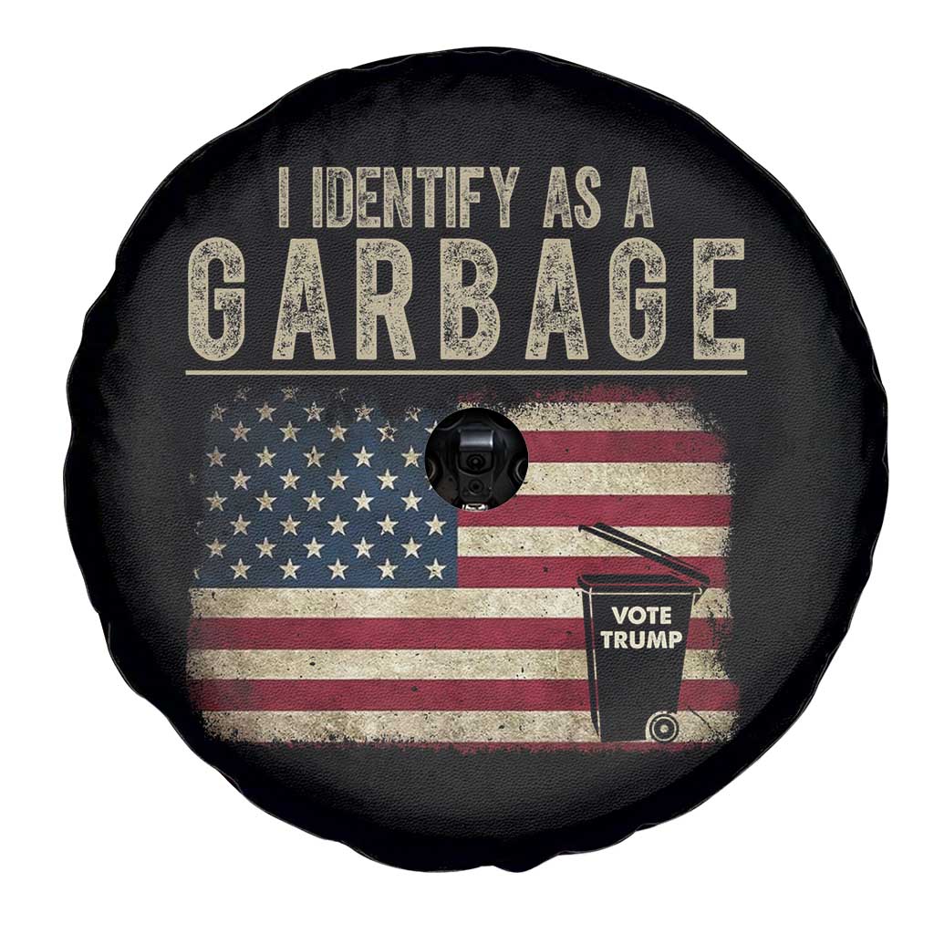 Funny Trump Garbage 2024 Spare Tire Cover I Identify As A Garbage Vote Trump American Flag TS11 Print Your Wear