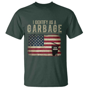 Funny Trump Garbage 2024 T Shirt I Identify As A Garbage Vote Trump American Flag TS11 Dark Forest Green Print Your Wear