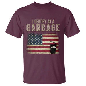 Funny Trump Garbage 2024 T Shirt I Identify As A Garbage Vote Trump American Flag TS11 Maroon Print Your Wear